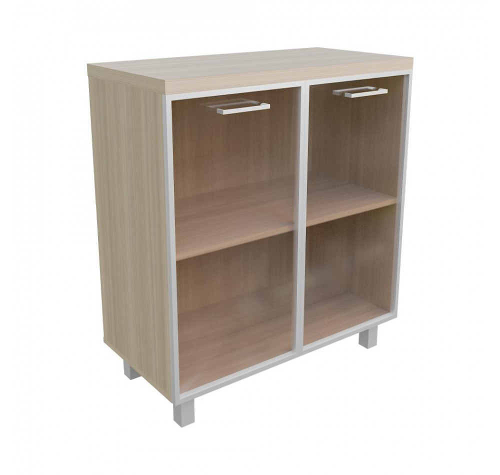Креденция 2 дв. со стекл.(бронза) Ясень Шимо светлый 800х400х900 LuxWork PRO