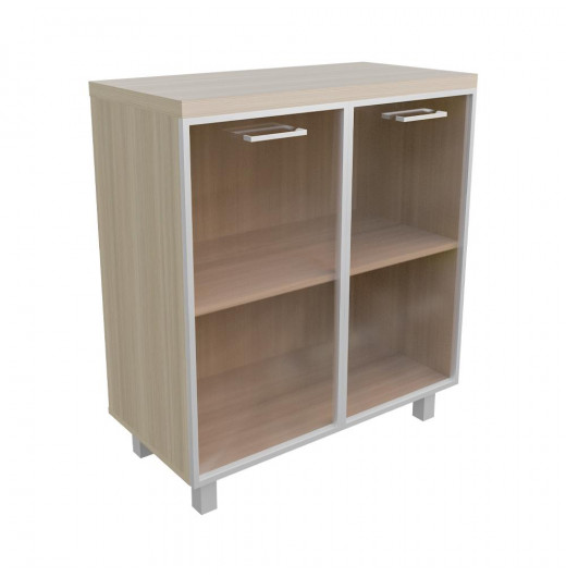 Креденция 2 дв. со стекл.(бронза) Ясень Шимо светлый 800х400х900 LuxWork PRO