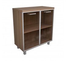 Креденция 2 дв. со стекл.(бронза) Ясень Шимо темный 800х400х900 LuxWork PRO