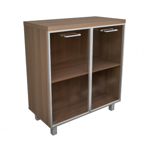 Креденция 2 дв. со стекл.(бронза) Ясень Шимо темный 800х400х900 LuxWork PRO
