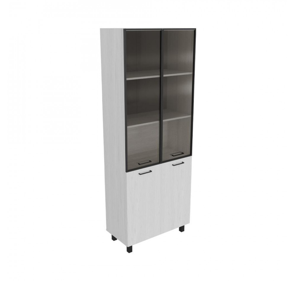 Шкаф для документов Ясень Анкор белый 800х400х2100 LuxWork PRO Black