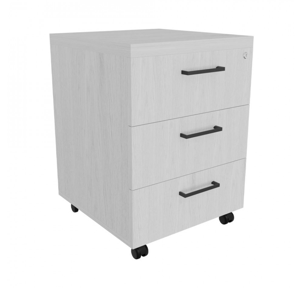 Тумба мобильная с замком Ясень Анкор белый 430х450х600 LuxWork PRO Black