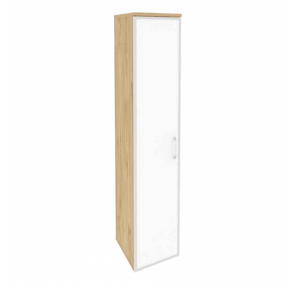 Шкаф высокий узкий левый O.SU-1.10R(L) white Тиквуд светлый (ШхГхВ) 400х420х1977