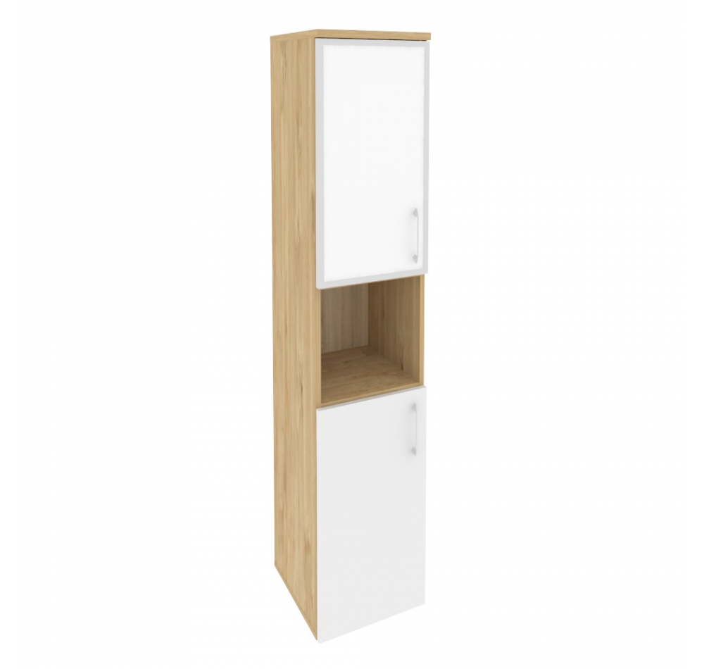 Шкаф высокий узкий левый O.SU-1.4R(L) white Тиквуд светлый (ШхГхВ) 400х420х1977
