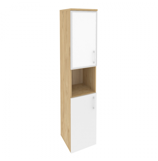Шкаф высокий узкий левый O.SU-1.4R(L) white Тиквуд светлый (ШхГхВ) 400х420х1977