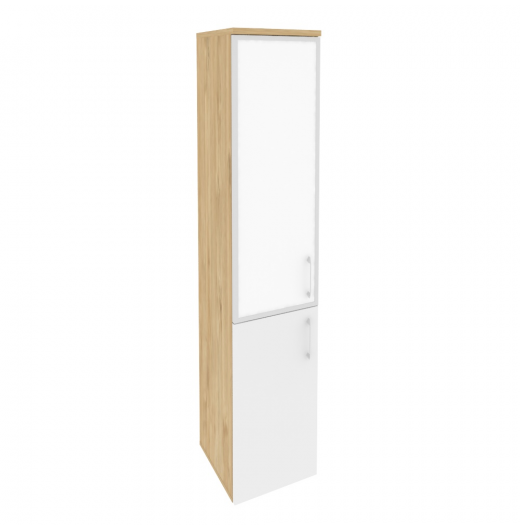 Шкаф высокий узкий левый O.SU-1.2R(L) white Тиквуд светлый (ШхГхВ) 400х420х1977