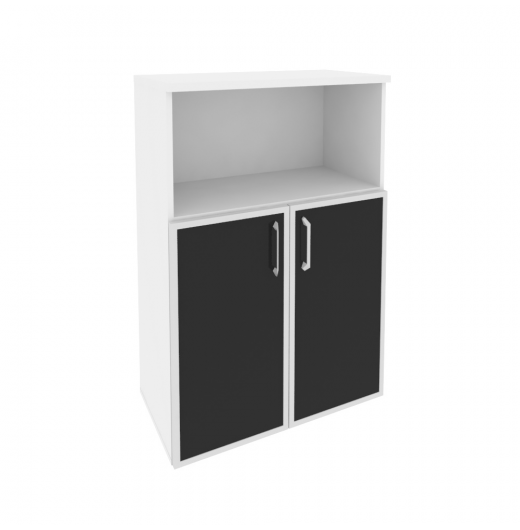 Шкаф средний широкий O.ST-2.2R black Белый бриллиант (ШхГхВ) 800х420х1207