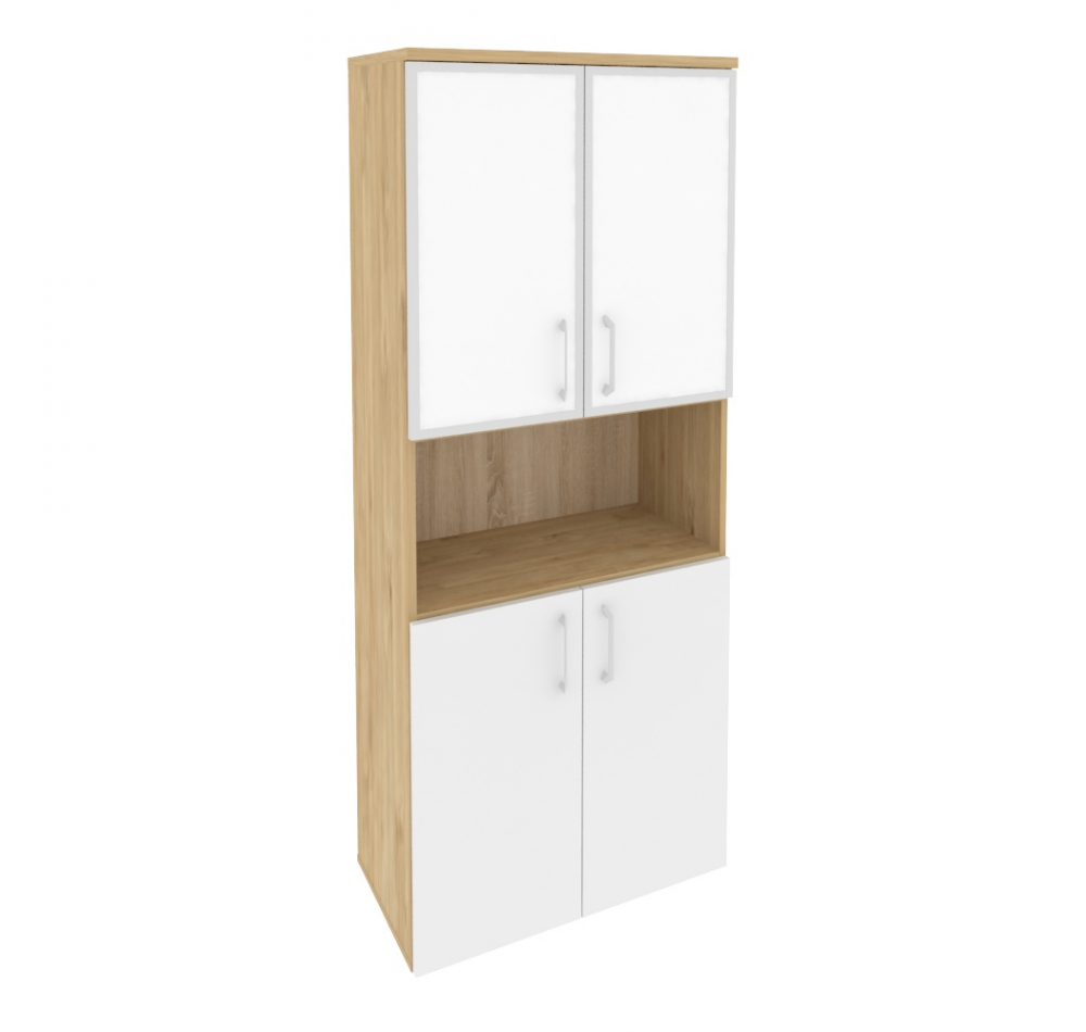 Шкаф высокий широкий O.ST-1.4R white Тиквуд светлый (ШхГхВ) 800х420х1977