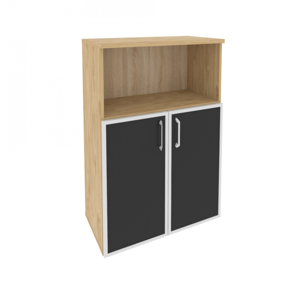 Шкаф средний широкий O.ST-2.2R black Тиквуд светлый (ШхГхВ) 800х420х1207