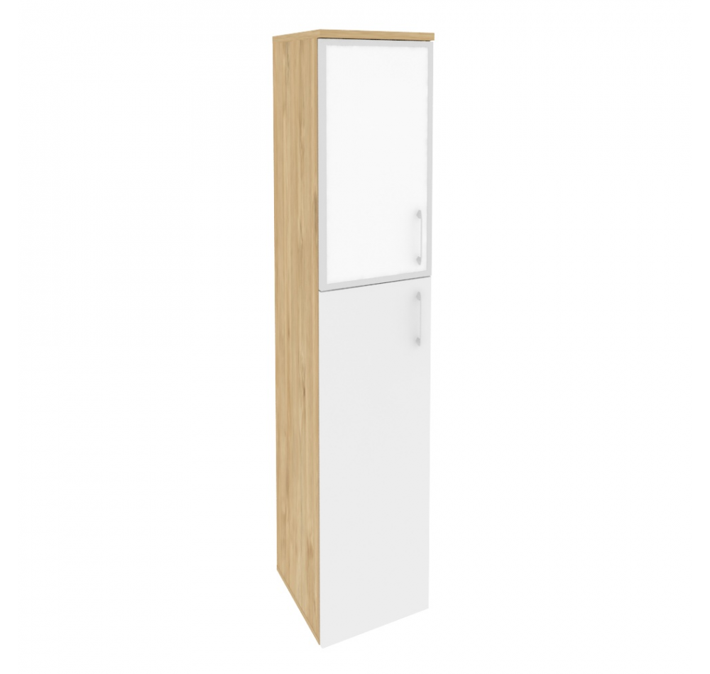 Шкаф высокий узкий левый O.SU-1.7R(L) white Тиквуд светлыйБелый (ШхГхВ) 400х420х1977