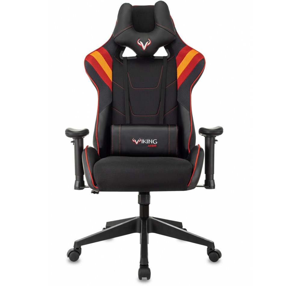 Кресло игровое Zombie VIKING 4 AERO черный/красный ткань/эко.кожа с подголов. крестов. пластик