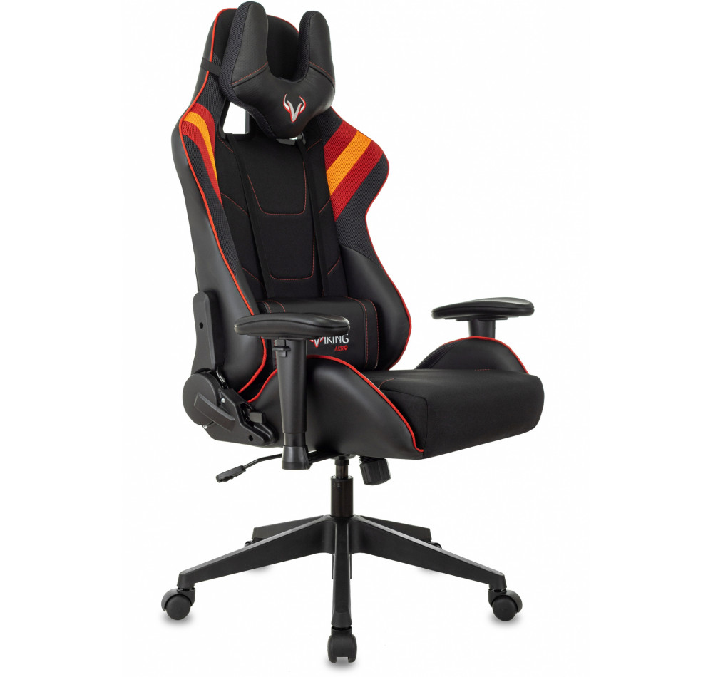 Кресло игровое Zombie VIKING 4 AERO черный/красный ткань/эко.кожа с подголов. крестов. пластик
