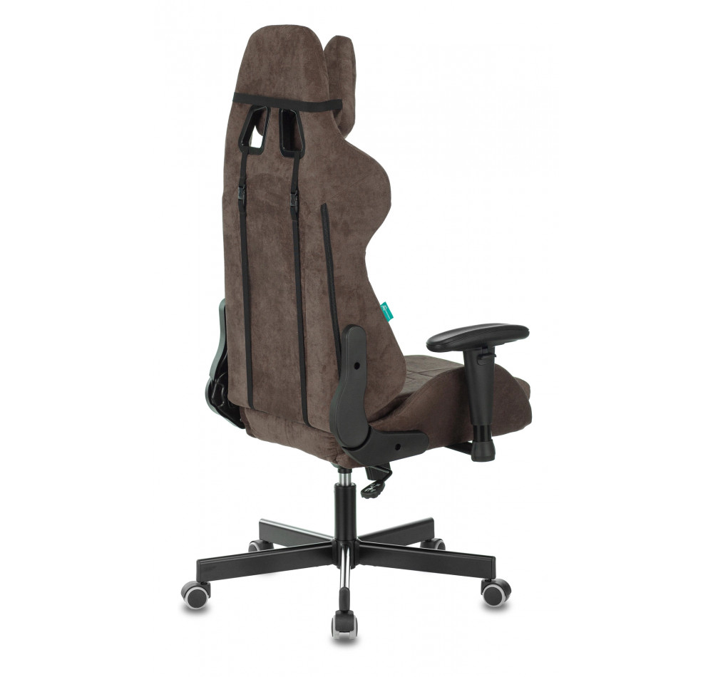 Кресло игровое Zombie VIKING KNIGHT Fabric темно-коричневый Light-10 с подголов. крестов. металл
