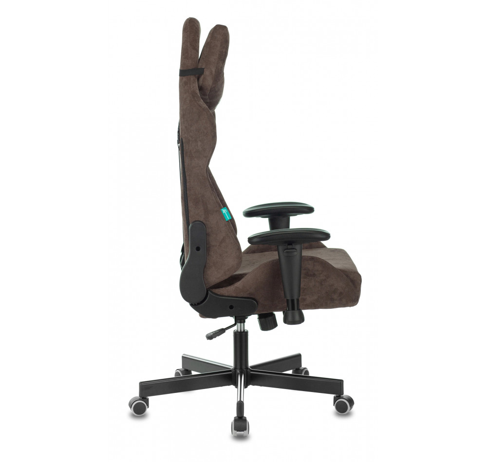 Кресло игровое Zombie VIKING KNIGHT Fabric темно-коричневый Light-10 с подголов. крестов. металл