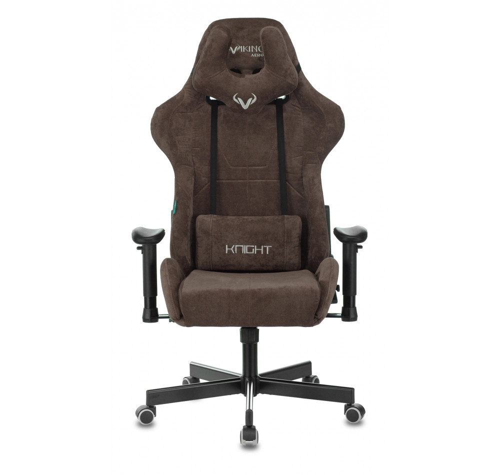 Кресло игровое Zombie VIKING KNIGHT Fabric темно-коричневый Light-10 с подголов. крестов. металл