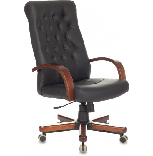 Кресло руководителя Бюрократ T-9928WALNUT/ECO черный эко.кожа крестов. металл/дерево