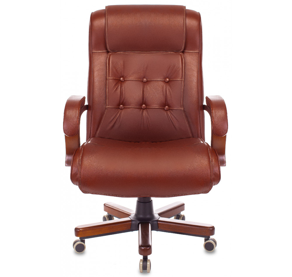 Кресло руководителя Бюрократ T-9926WALNUT светло-коричневый Leather Eichel кожа крестов. металл/дерево