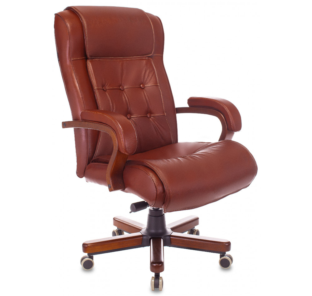 Кресло руководителя Бюрократ T-9926WALNUT светло-коричневый Leather Eichel кожа крестов. металл/дерево