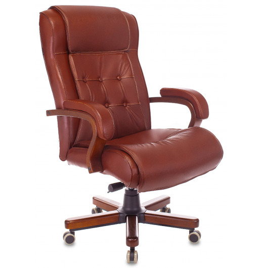 Кресло руководителя Бюрократ T-9926WALNUT светло-коричневый Leather Eichel кожа крестов. металл/дерево