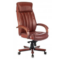 Кресло руководителя Бюрократ T-9922WALNUT светло-коричневый Leather Eichel кожа крестов. металл/дерево