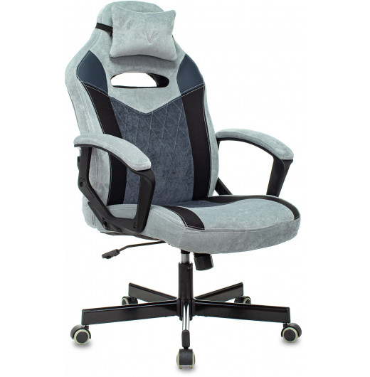 Кресло игровое Zombie VIKING 6 KNIGHT Fabric голубой с подголов. крестов. металл