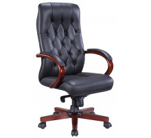 Стул руководителя Everprof Monaco Wood Экокожа Черный